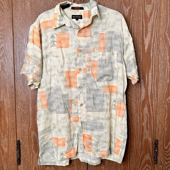 Marc Edwards Mens Hawaiian Shirt L Tropical Masculine Island Vacation Rayon Top - Picture 1 of 6